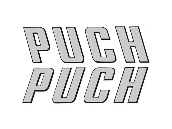 Aufkleber Puch Text silber 92x26mm
