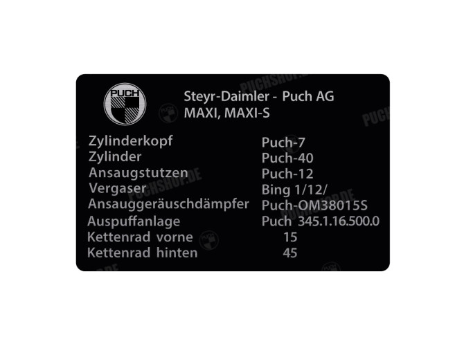 Typetag sticker Puch Maxi Steyr-Daimler main