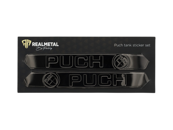 RealMetal® Puch Maxi Tank sticker set Black Chrome color