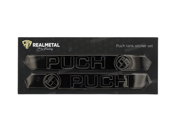 Puch Metalen Tank sticker set RealMetal® zwart chroom