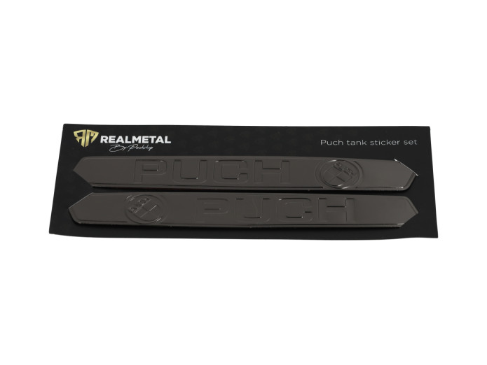 RealMetal® Puch Maxi Tank sticker set Black Chrome color
