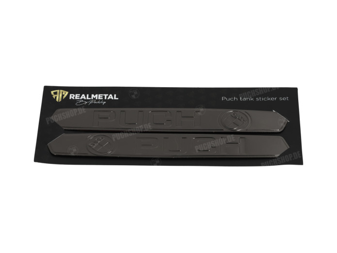 Puch Metalen Tank sticker set RealMetal® zwart chroom