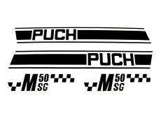 Stickerset Puch M50 SG zwart / wit