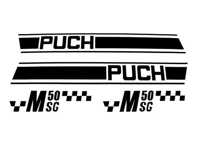 Stickerset Puch M50 SG zwart / wit product