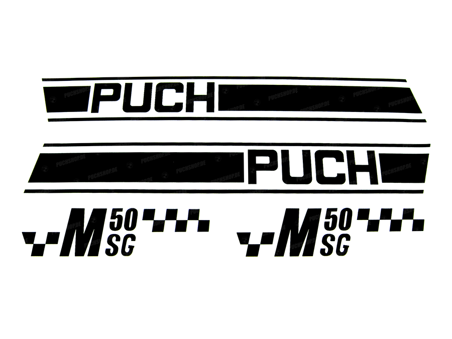 Stickerset Puch M50 SG zwart / wit main