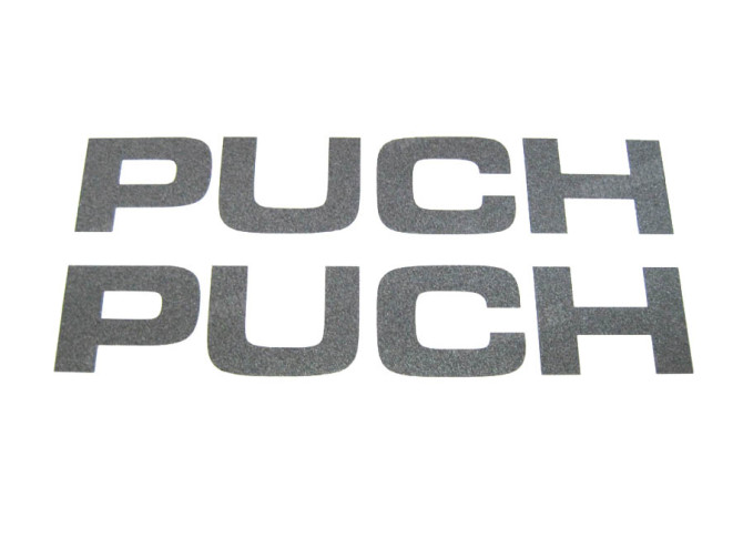 Stickerset Puch text tank / universeel grijs Metallic main