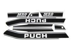 Stickerset Puch M50 Monza zwart / wit