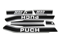 Aufklebersatz Puch M50 Monza Schwarz / Weiß