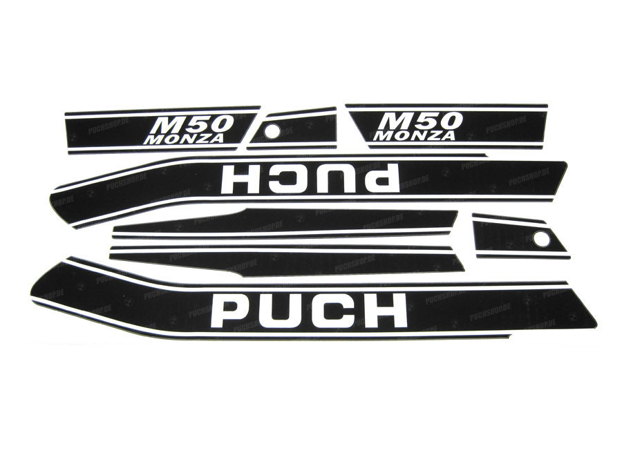 Stickerset Puch M50 Monza zwart / wit main
