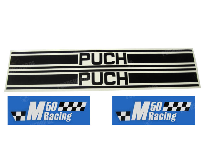 Stickerset Puch M50 Racing zwart / wit main