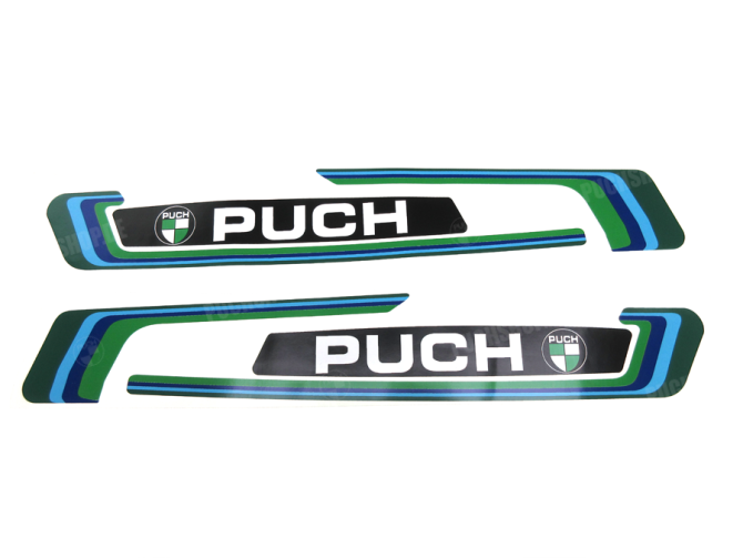 Tank transfer sticker set voor Puch Maxi blauw / groen main