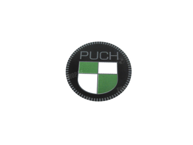 Transfer sticker Puch logo round 53mm on chromium foil main