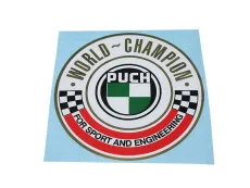 Transfer sticker Puch World Champion rond 50mm