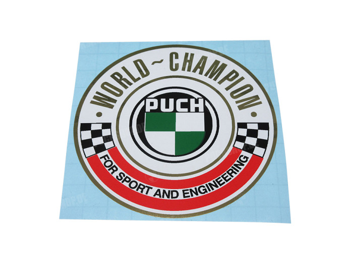 Transfer sticker Puch World Champion round 50mm main