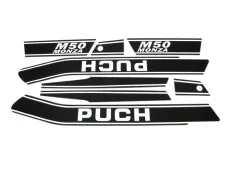Aufklebersatz Puch M50 Monza Schwarz / Weiß