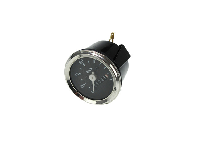 Speedometer kilometer 60mm 120 km/h black with chrome ring universal with light connection product