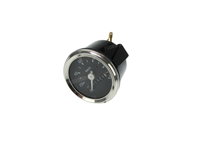 Speedometer KM 60mm 120 km/h black chrome universal light