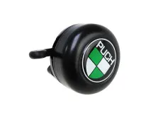 Bel zwart met Puch logo in kleur (dome sticker)