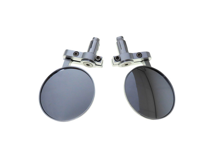 Mirror set bar-end version round aluminium / silver product