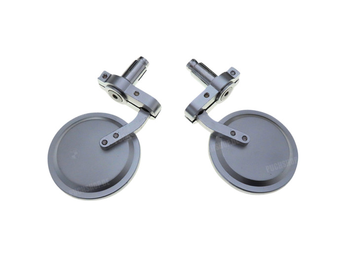 Mirror set bar-end version round aluminium / silver