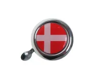 Glocke Chrom mit Landesflagge Dänemark (Dome Aufkleber)