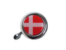 Glocke Chrom mit Landesflagge Dänemark (Dome Aufkleber)