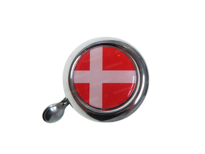 Bell chrome with country flag Denmark (dome sticker) main