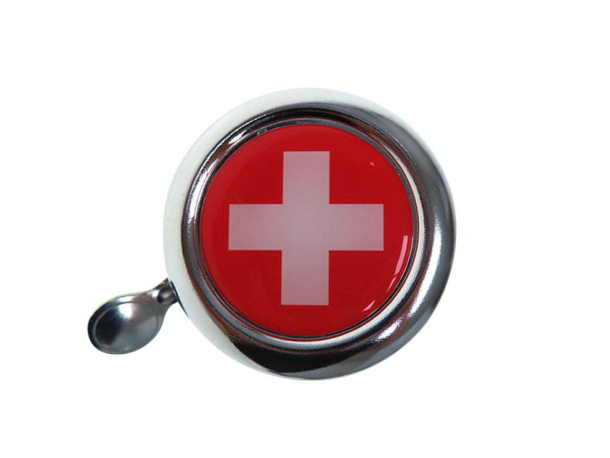 Bel chroom met landsvlag Zwitserland (dome sticker) product