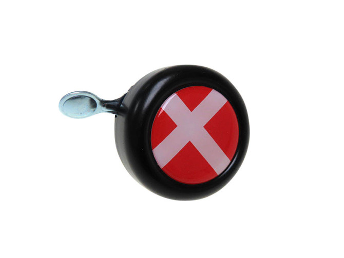 Bel zwart met landsvlag Denemarken (dome sticker) product