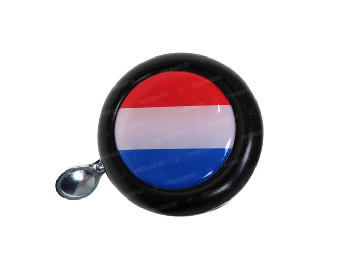 Bel zwart met landsvlag Nederland (dome sticker) main