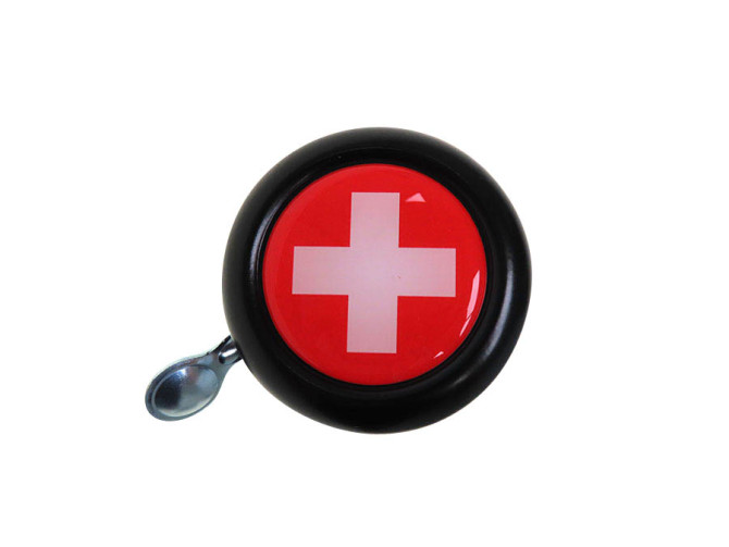 Bel zwart met landsvlag Zwitserland (dome sticker) product