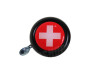 Bel zwart met landsvlag Zwitserland (dome sticker) thumb extra