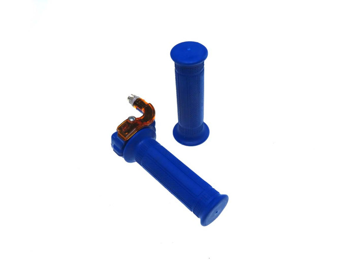 Greepset rechts snelgas gashendel Lusito M88 blauw oranje