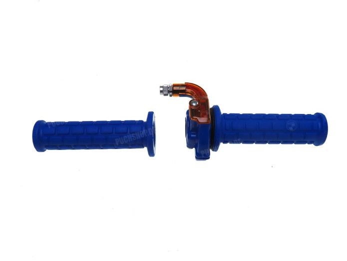 Greepset rechts snelgas gashendel Lusito M84 blauw oranje