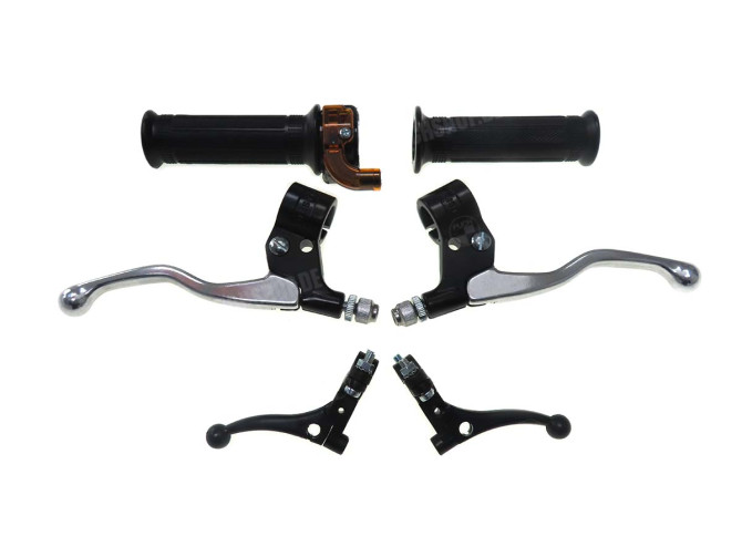 Handle set right quick action throttle Lusito M88 with brake levers black / orange set main