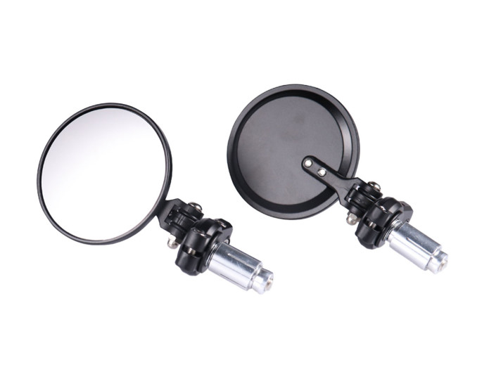 Mirror set bar-end version round black foldable