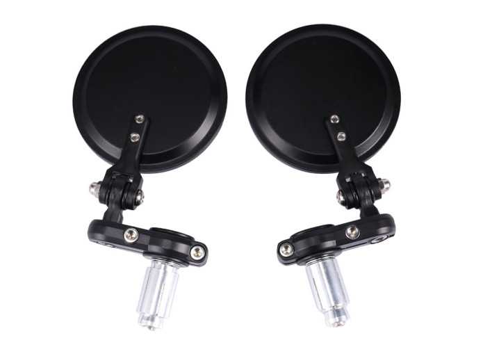 Mirror set bar-end version round black foldable