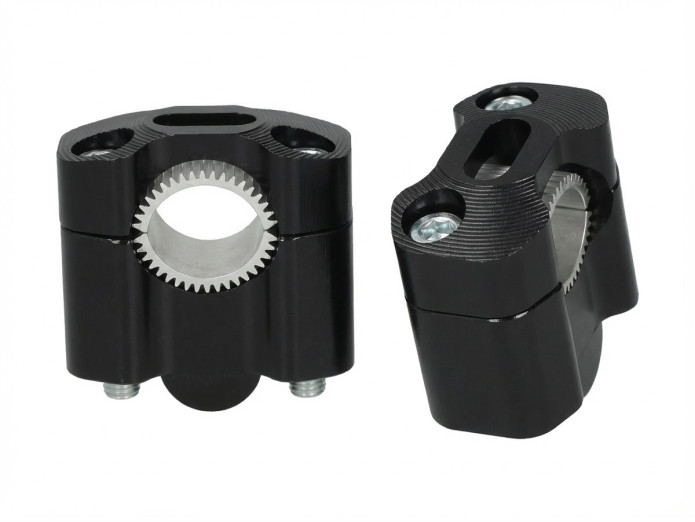 Stuurklem Riser set straight 22 / 28mm zwart universeel CNC