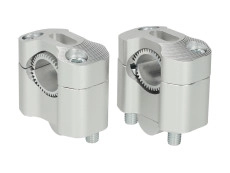 Handlebar riser set straight 22 / 28mm silver universal CNC