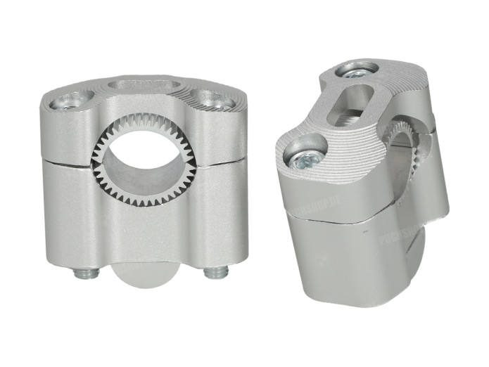 Stuurklem Riser set straight 22 / 28mm zilver universeel CNC