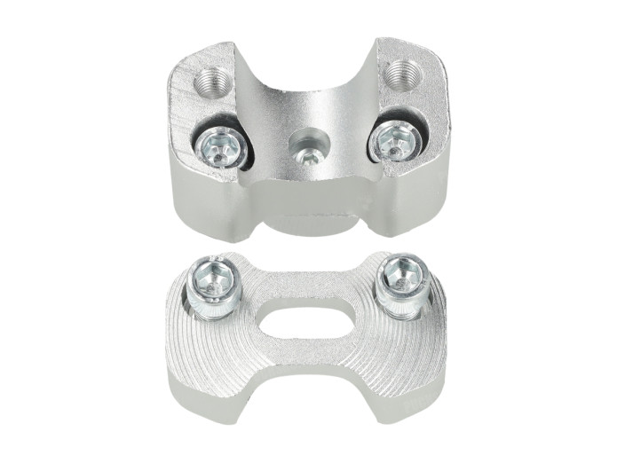 Stuurklem Riser set straight 22 / 28mm zilver universeel CNC