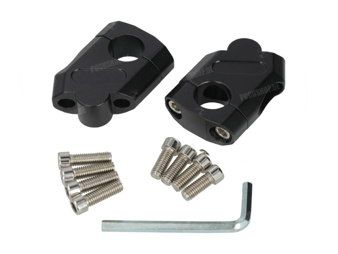 Stuurklem Riser set pullback 22mm zwart universeel CNC