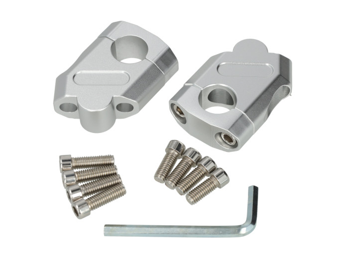 Handlebar riser set pullback 22mm silver universal CNC