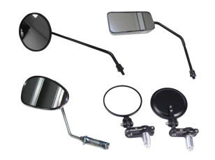 Weekdeal: Alle spiegels voor Puch / universeel - zwart - chrome - bar end - klem - schroef