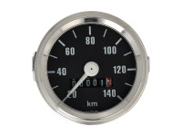 Speedometer kilometer 60mm 140 km/h black with chrome ring universal with light connection