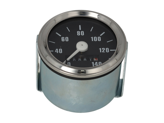 Speedometer KM 60mm 140 km/h black chrome universal light