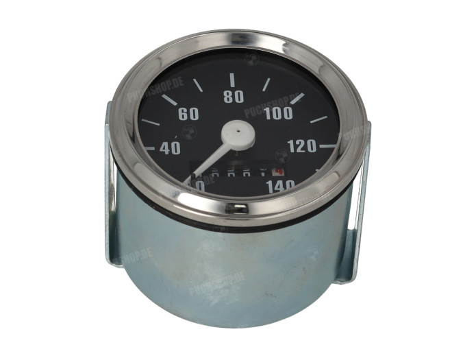 Teller kilometer 60mm 140 km/h zwart  chroom universeel licht