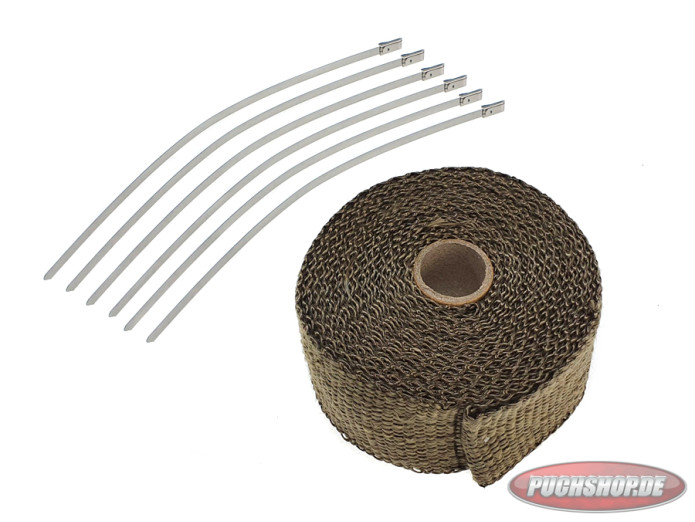 Uitlaat hitteband / heatwrap titanium (5cm x 5 meter)