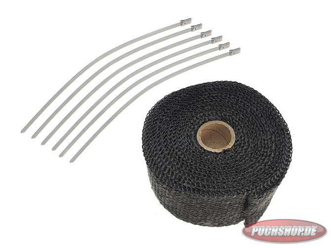 Uitlaat hitteband / heatwrap zwart (5cm x 5 meter) product