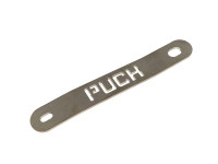 Exhaust bracket Puch Maxi N / K stainless steel with Puch text